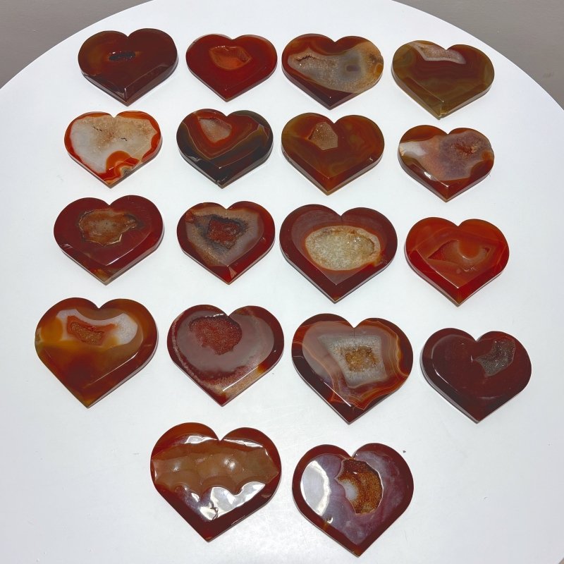 18 Pieces Large Carnelian Druzy Geode Heart - Wholesale Crystals