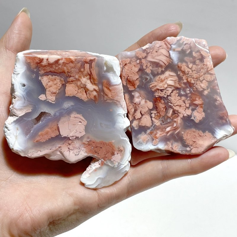 18 Pieces Polished Pink Agate Geode Free Form - Wholesale Crystals