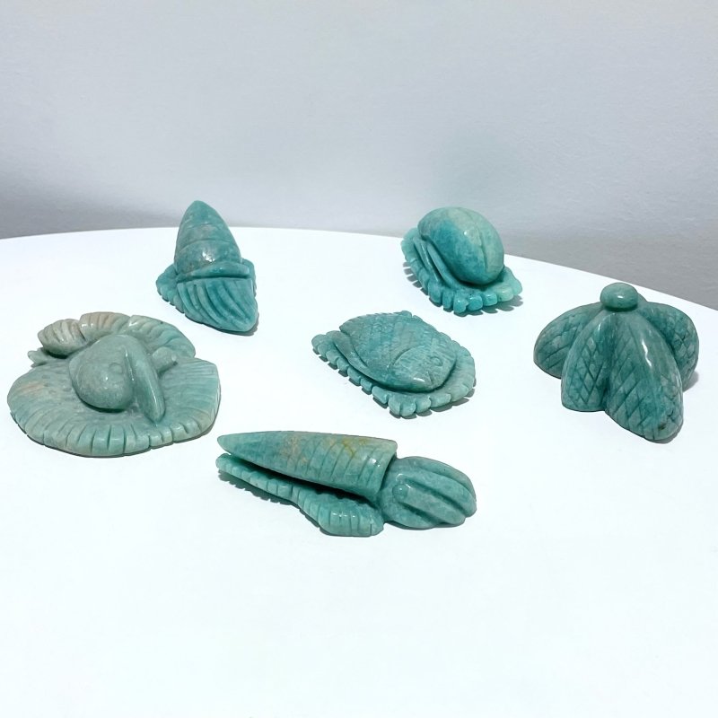 19 Pieces Beautiful Amazonite Sea Animal Carving - Wholesale Crystals