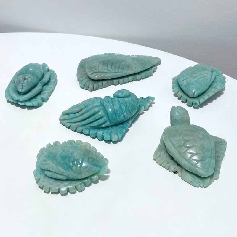 19 Pieces Beautiful Amazonite Sea Animal Carving - Wholesale Crystals