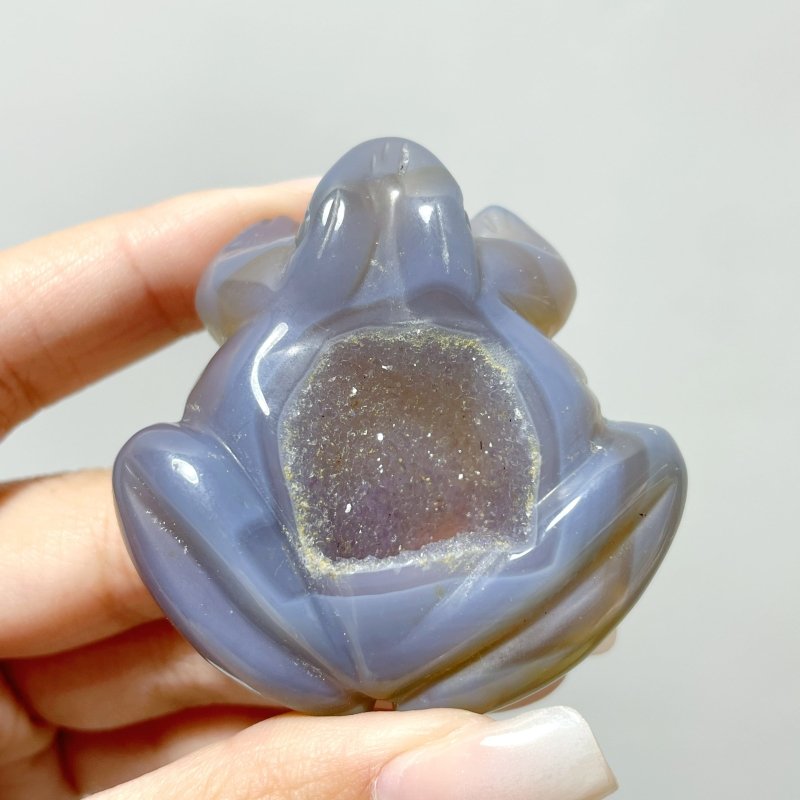 19 Pieces Geode Druzy Agate Frog Carving - Wholesale Crystals