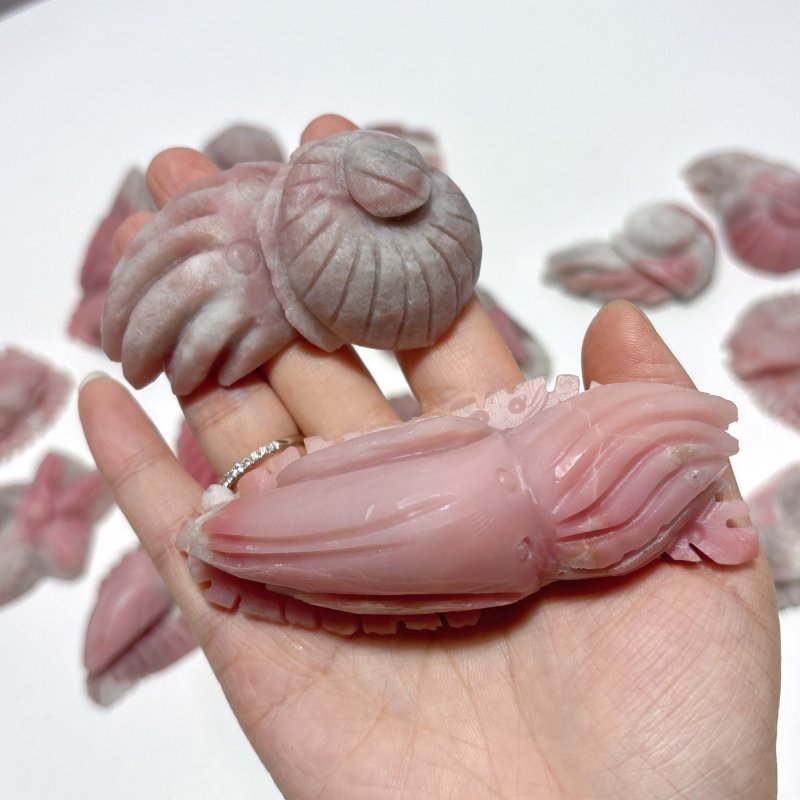 19 Pieces Pink Opal Sea Animals Carving - Wholesale Crystals