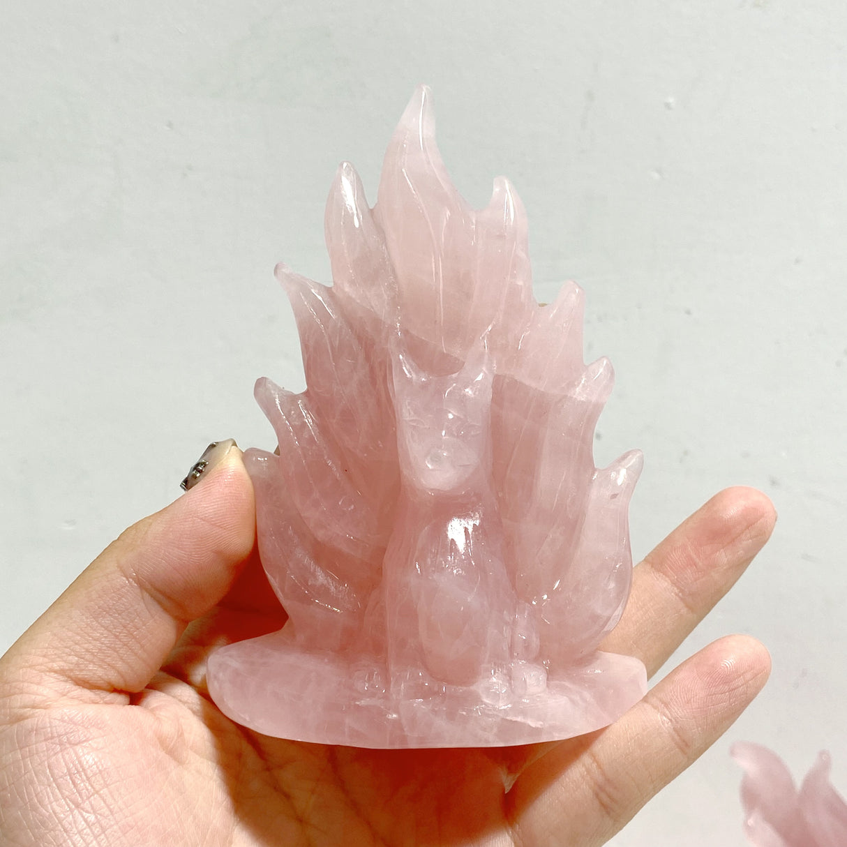 4 Pieces Rose Quartz Nine-tailed fox Carving