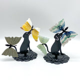 Wholesale Crystal Butterfly Wing Carving with Dog Metal Stand (Mixed Materials)