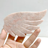 Pink Opal Heart Wing Carving With Stand