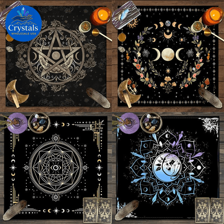 2 Moon Phase Starry Sky Tarot Tablecloth - Wholesale Crystals
