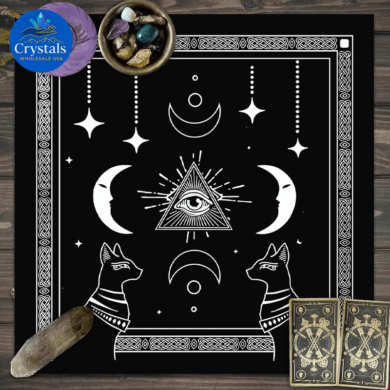 2 Moon Phase Starry Sky Tarot Tablecloth - Wholesale Crystals