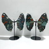 2 Pairs Africa Blood Stone Butterfly Wing Carving With Stand - Wholesale Crystals