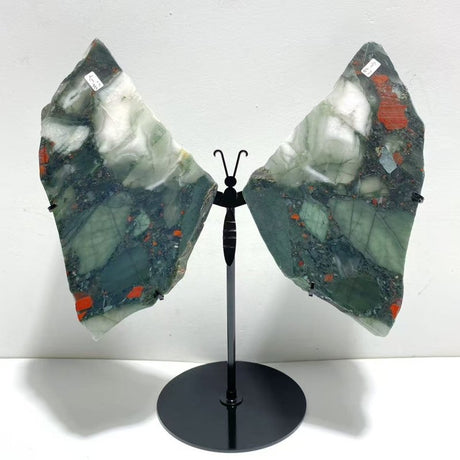 2 Pairs Africa Blood Stone Butterfly Wing Carving With Stand - Wholesale Crystals
