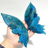 2 Pairs Blue Apatite Butterfly Wing Carving With Stand - Wholesale Crystals