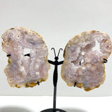 2 Pairs Geode Druzy Sakura Flower Agate Butterfly Wing With Stand - Wholesale Crystals