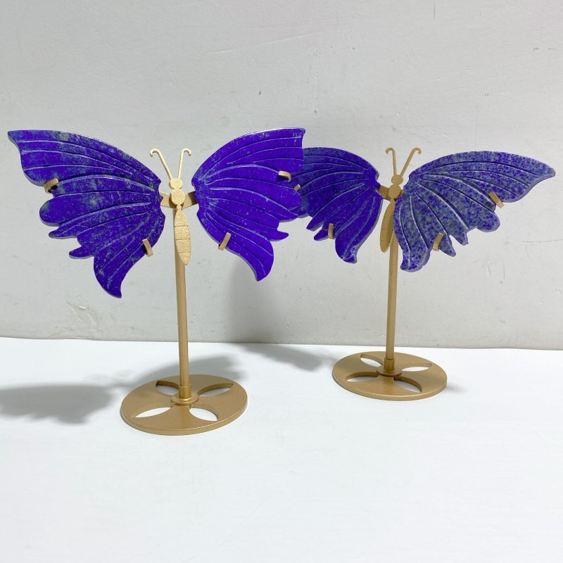 2 Pairs Lapis Lazuli Butterfly Carving With Stand -Wholesale Crystals