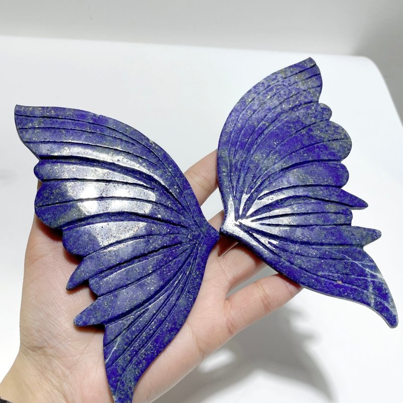 2 Pairs Large Lapis Lazuli Butterfly Carving With Stand - Wholesale Crystals