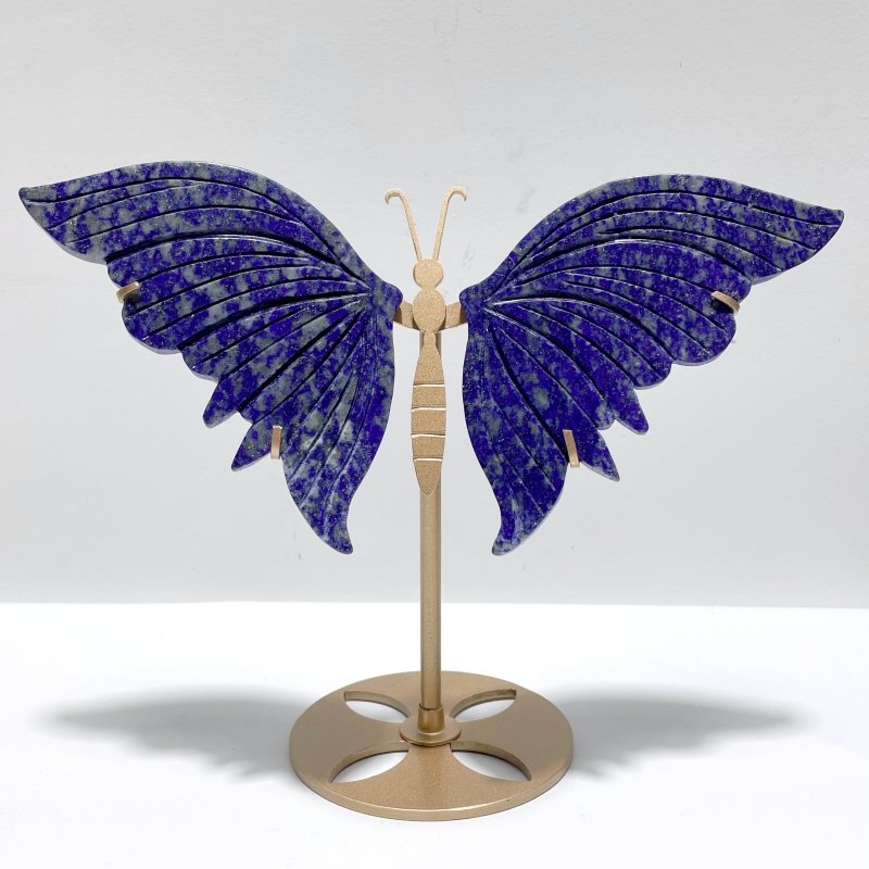 2 Pairs Large Lapis Lazuli Butterfly Carving With Stand - Wholesale Crystals