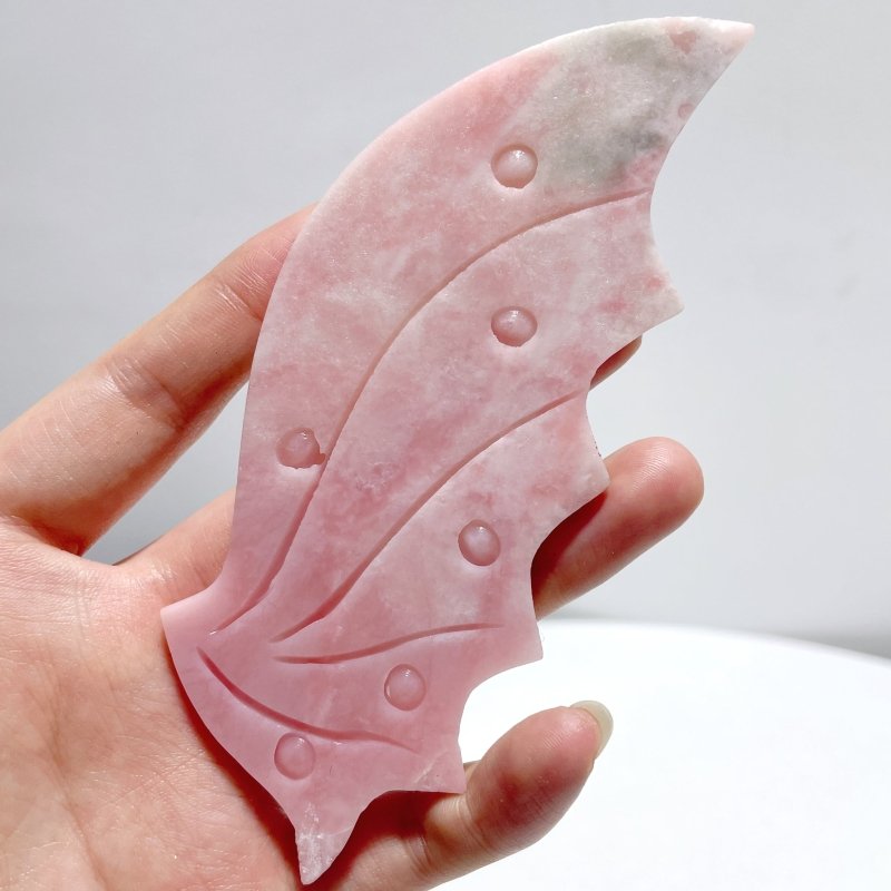 2 Pairs Pink Opal Flying Dragon Wing With Stand - Wholesale Crystals