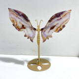2 Pairs Sakura Flower Agate Butterfly Wing Carving With Stand - Wholesale Crystals
