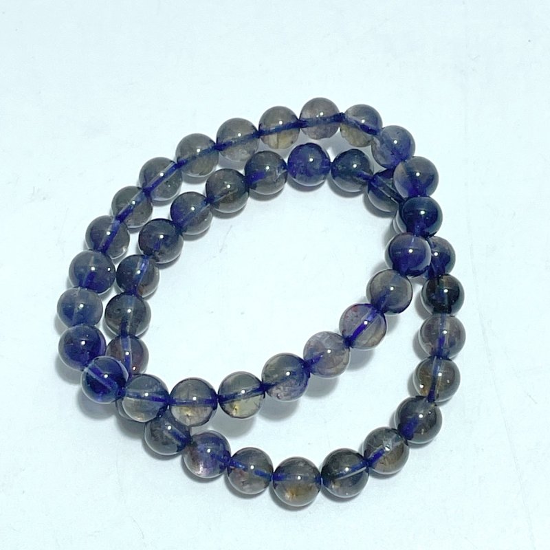 2 Pieces 8mm High Quality Clear Cordierite Bracelets For Collection (HGUB30) - Wholesale Crystals