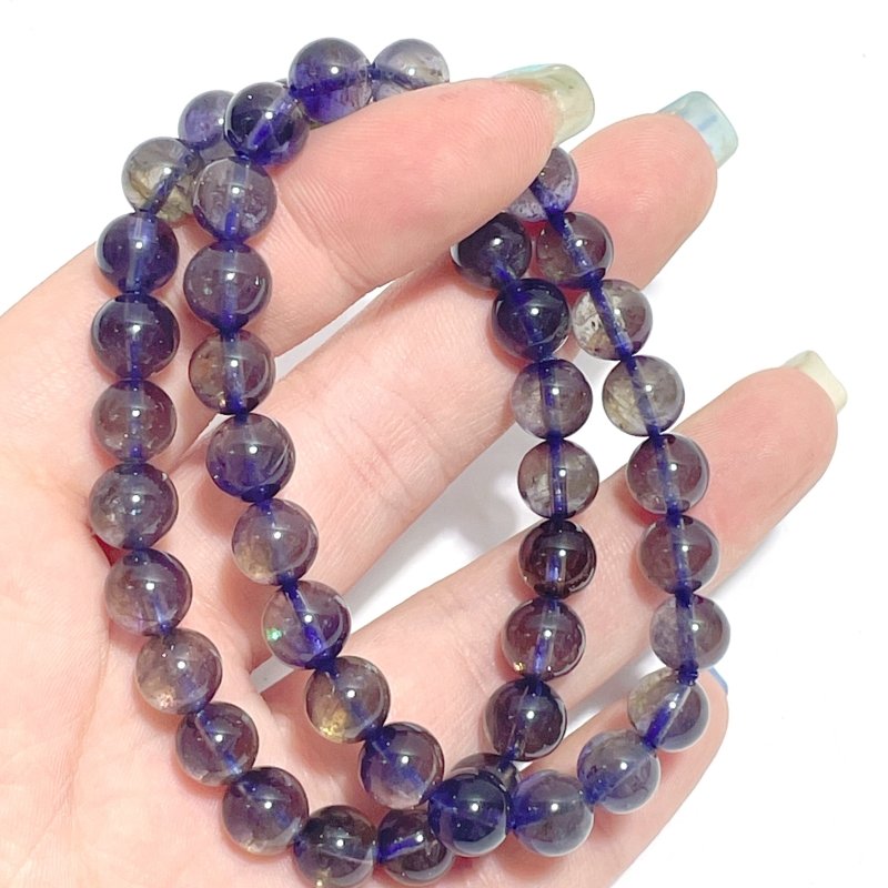 2 Pieces 8mm High Quality Clear Cordierite Bracelets For Collection (HGUB30) - Wholesale Crystals