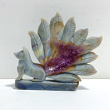 2 Pieces Beautiful Geode Druzy Agate Nine-tailed Fox Carving 5 -Wholesale Crystals