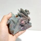 2 Pieces Beautiful Labradorite Flying Dragon Castle Carving -Wholesale Crystals