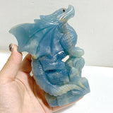 2 Pieces Blue Onyx Flying Dragon Castle Carving -Wholesale Crystals