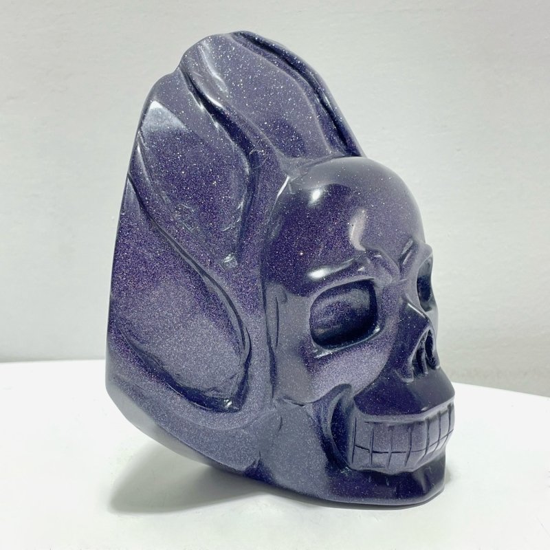 2 Pieces Blue Sandstone Indian Skull Carving - Wholesale Crystals