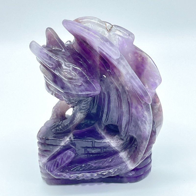 2 Pieces Chevron Amethyst Dragon Castle Carving - Wholesale Crystals