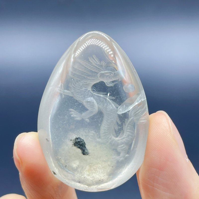 2 Pieces Chinese Dragon Garden Quartz Inner Scene Carving - Wholesale Crystals
