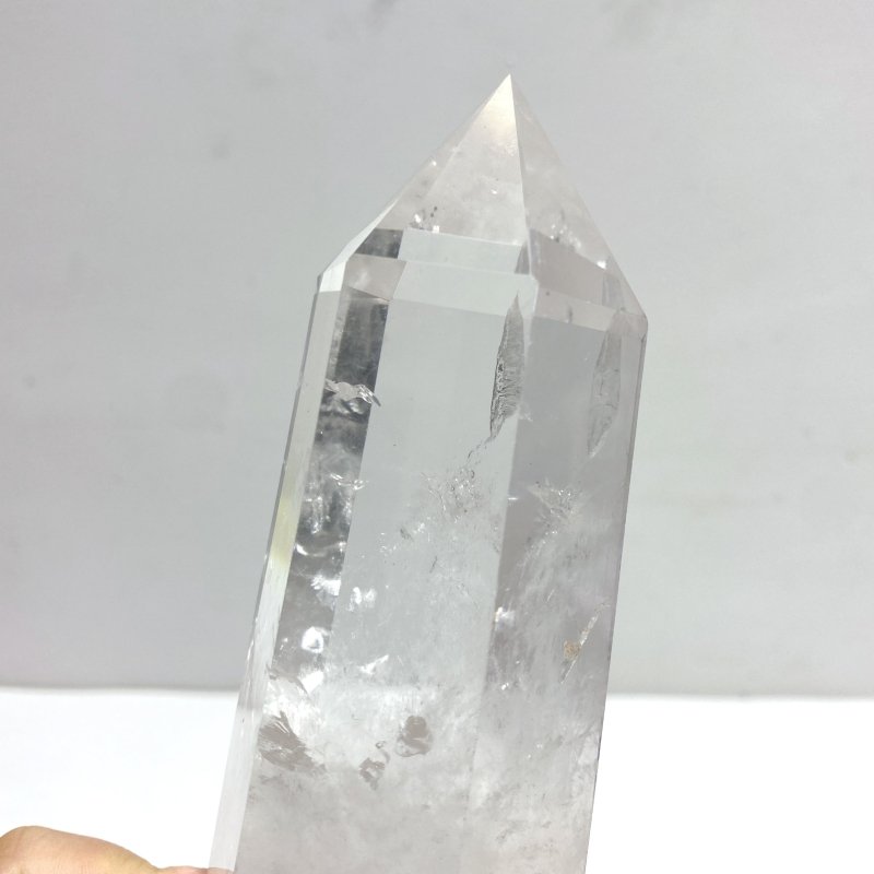 2 Pieces Clear Quartz Point Raw Bottom With Stand 1 - Wholesale Crystals