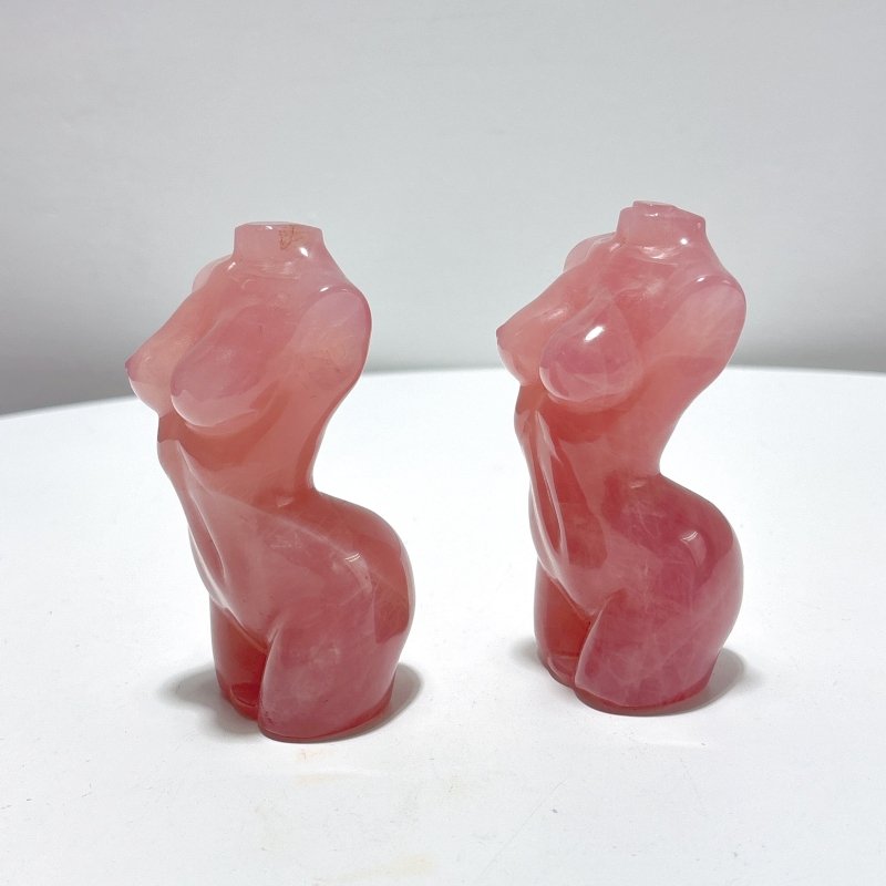 2 Pieces Deep Pink Rose Quartz Crystal Goddess - Wholesale Crystals