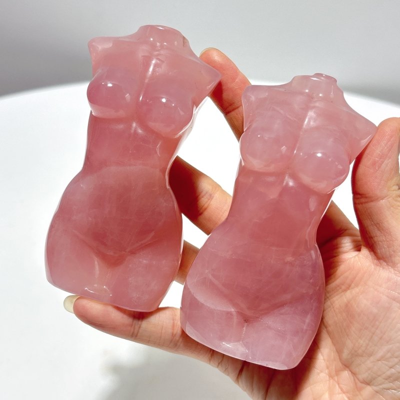 2 Pieces Deep Pink Rose Quartz Crystal Goddess - Wholesale Crystals