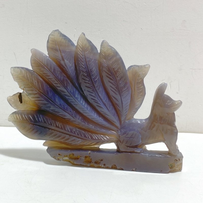 2 Pieces Geode Agate Druzy Nine-tailed Fox Carving 19 -Wholesale Crystals