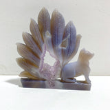 2 Pieces Geode Agate Druzy Nine-tailed Fox Carving 20 -Wholesale Crystals