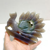 2 Pieces Geode Druzy Agate Nine - tailed Fox Carving 7 - Wholesale Crystals