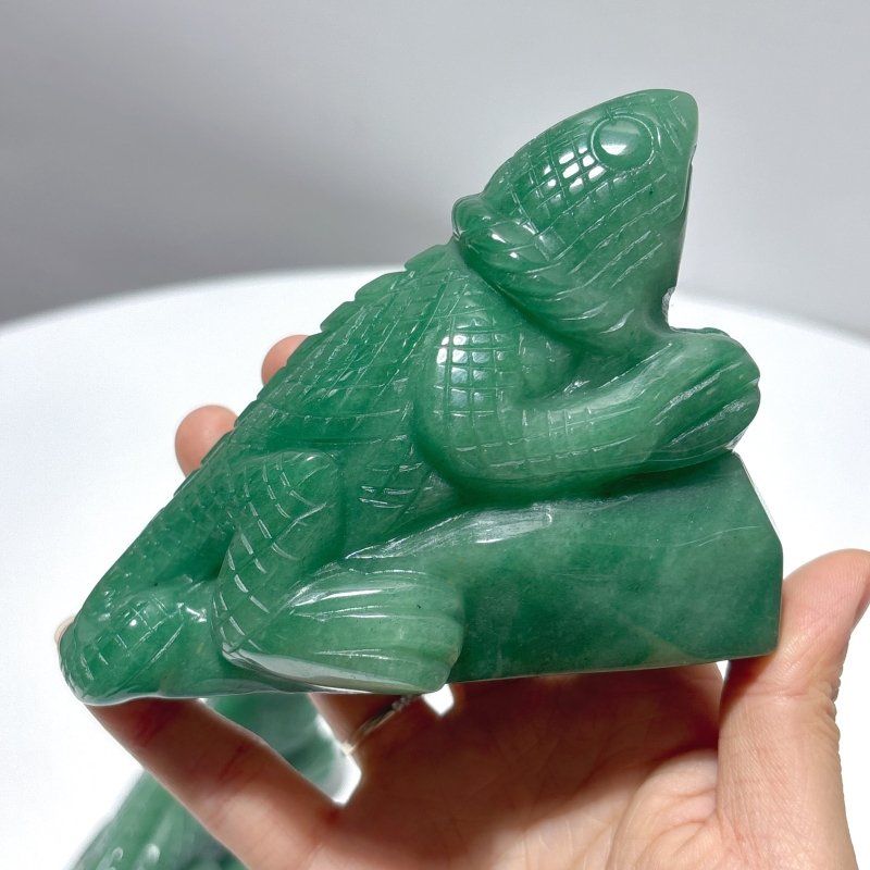 2 Pieces Green Aventurine Lizard Carving - Wholesale Crystals