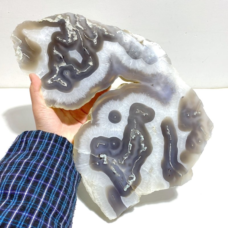 2 Pieces Large Beautiful Moss Agate Slab - Wholesale Crystals