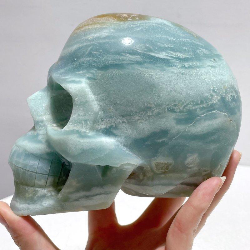 2 Pieces Large Caribbean Calcite Skull Carving - Wholesale Crystals