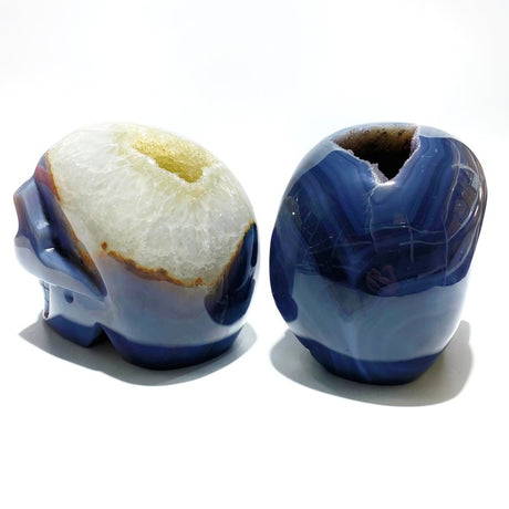 2 Pieces Large Geode Druzy Agate Skull Carving - Wholesale Crystals
