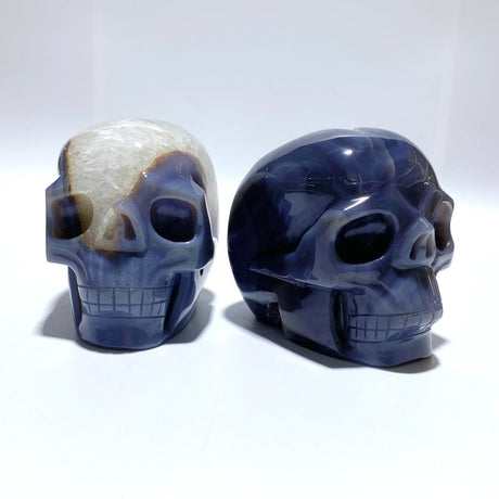 2 Pieces Large Geode Druzy Agate Skull Carving - Wholesale Crystals