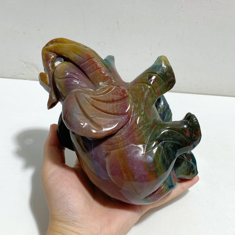 2 Pieces Large Ocean Jasper Elephant Carving -Wholesale Crystals