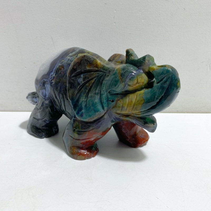 2 Pieces Large Ocean Jasper Elephant Carving -Wholesale Crystals