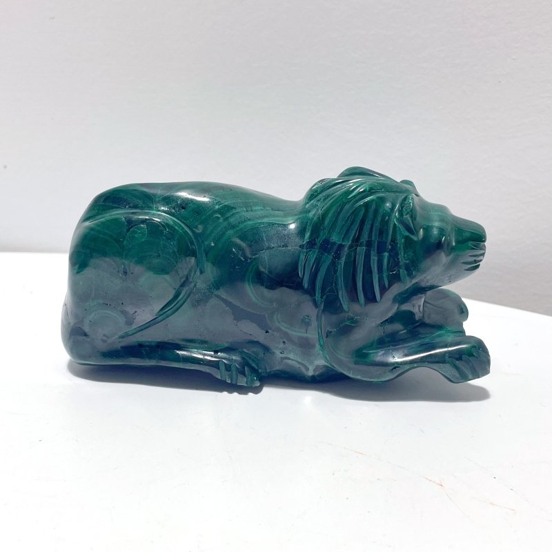 2 Pieces Malachite Lion Carving - Wholesale Crystals