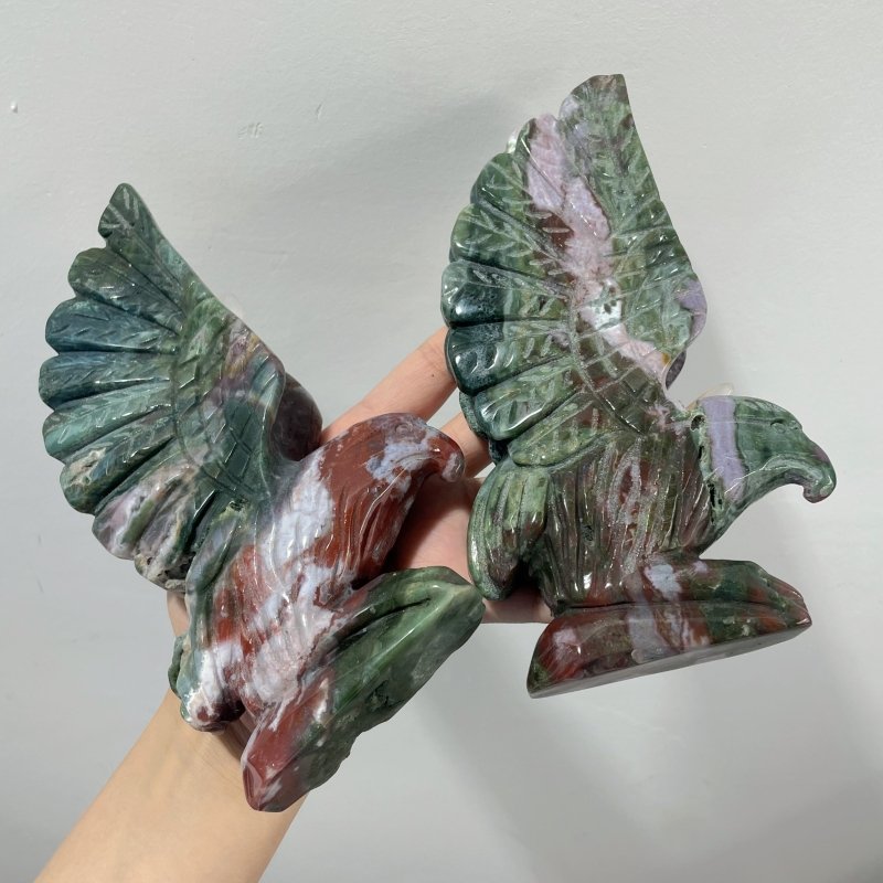 2 Pieces Ocean Jasper Eagle Carving - Wholesale Crystals