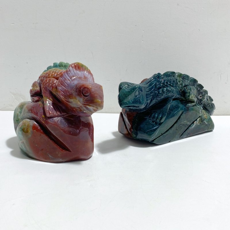 2 Pieces Ocean Jasper Lizard Carving 5 -Wholesale Crystals