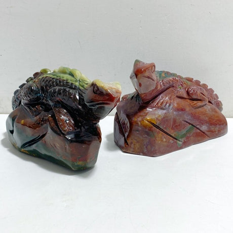 2 Pieces Ocean Jasper Lizard Carving 6 -Wholesale Crystals