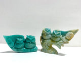 2 Pieces Owl Carving Amazonite Caribbean Calcite - Wholesale Crystals