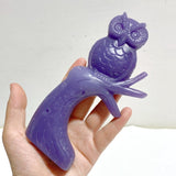 2 Pieces Purple Jade Owl Carving -Wholesale Crystals