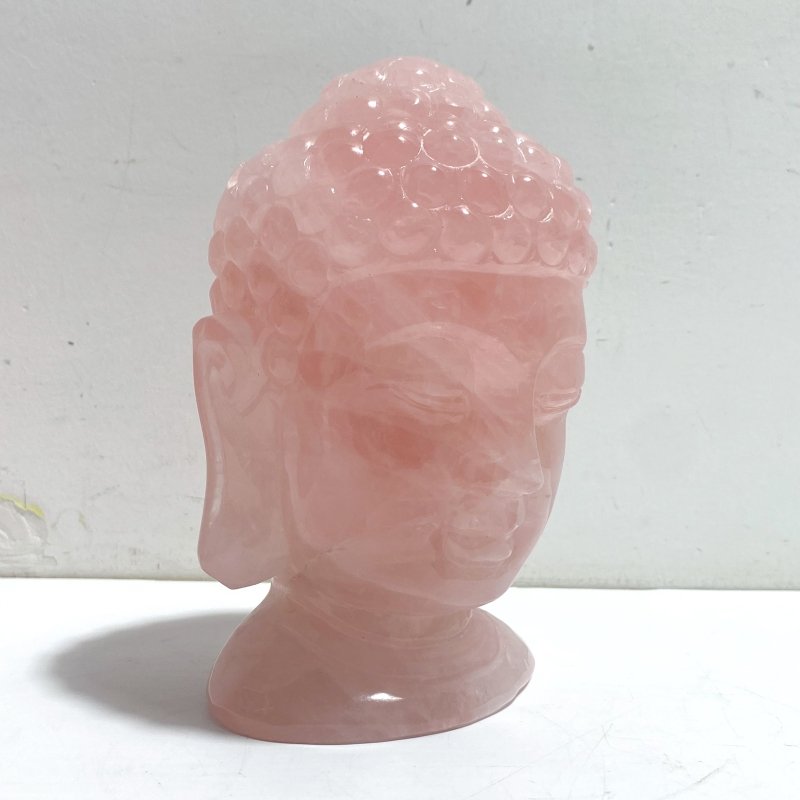 2 Pieces Rose Quartz Buddha Head Carving - Wholesale Crystals