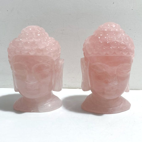 2 Pieces Rose Quartz Buddha Head Carving - Wholesale Crystals