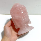2 Pieces Rose Quartz Buddha Head Carving - Wholesale Crystals